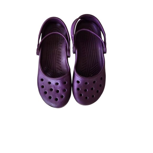 Crocs Purple Mary Jane Double Strap Flats Size 5 - Picture 1 of 5